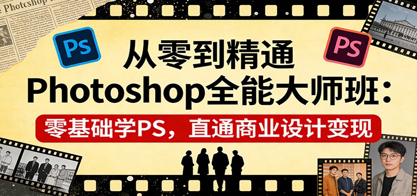 从零到精通Photoshop全能大师班：零基础学PS，直通商业设计变现瀚萌资源网-网赚网-网赚项目网-虚拟资源网-国学资源网-易学资源网-本站有全网最新网赚项目-易学课程资源-中医课程资源的在线下载网站！瀚萌资源网