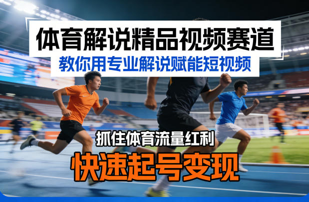 体育解说精品视频赛道，教你用专业解说赋能短视频，抓住体育流量红利，快速起号变现瀚萌资源网-网赚网-网赚项目网-虚拟资源网-国学资源网-易学资源网-本站有全网最新网赚项目-易学课程资源-中医课程资源的在线下载网站！瀚萌资源网