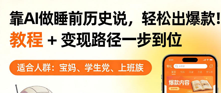 靠AI做睡前历史解说，轻松出爆款！教程+变现路径一步到位，单个视频收益1K+【揭秘】瀚萌资源网-网赚网-网赚项目网-虚拟资源网-国学资源网-易学资源网-本站有全网最新网赚项目-易学课程资源-中医课程资源的在线下载网站！瀚萌资源网