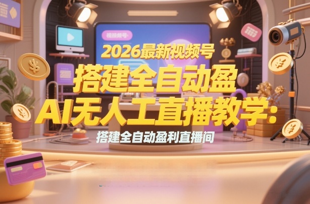 2026最新视频号AI无人直播教学：搭建全自动盈利直播间，低成本开启副业变现瀚萌资源网-网赚网-网赚项目网-虚拟资源网-国学资源网-易学资源网-本站有全网最新网赚项目-易学课程资源-中医课程资源的在线下载网站！瀚萌资源网
