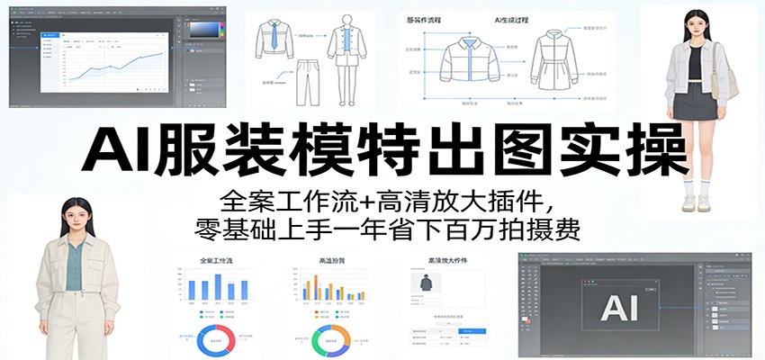 AI服装模特出图实操：全案工作流+ 高清放大插件，零基础上手一年省下百万拍摄费瀚萌资源网-网赚网-网赚项目网-虚拟资源网-国学资源网-易学资源网-本站有全网最新网赚项目-易学课程资源-中医课程资源的在线下载网站！瀚萌资源网