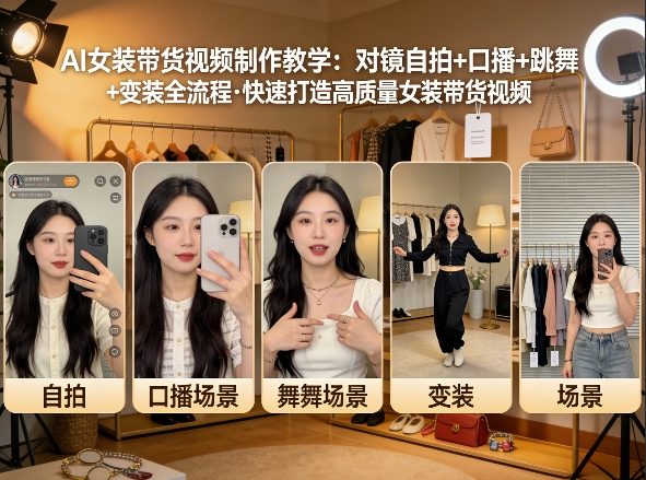 AI女装带货视频制作教学，对镜自拍、口播、跳舞、变装全流程，快速打造高质量女装带货视频瀚萌资源网-网赚网-网赚项目网-虚拟资源网-国学资源网-易学资源网-本站有全网最新网赚项目-易学课程资源-中医课程资源的在线下载网站！瀚萌资源网