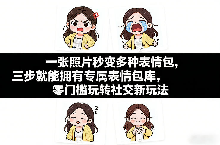 一张照片秒变多种表情包，三步就能拥有专属表情包库，零门槛玩转社交新玩法【文档】瀚萌资源网-网赚网-网赚项目网-虚拟资源网-国学资源网-易学资源网-本站有全网最新网赚项目-易学课程资源-中医课程资源的在线下载网站！瀚萌资源网