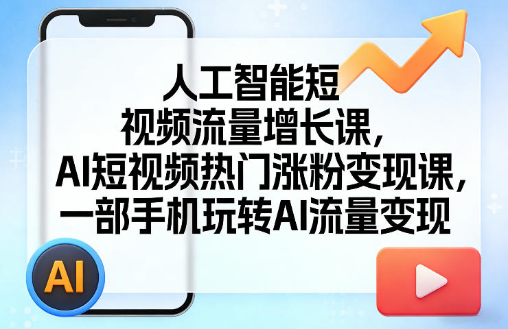 人工智能短视频流量增长课，AI短视频热门涨粉变现课，一部手机玩转AI流量变现瀚萌资源网-网赚网-网赚项目网-虚拟资源网-国学资源网-易学资源网-本站有全网最新网赚项目-易学课程资源-中医课程资源的在线下载网站！瀚萌资源网