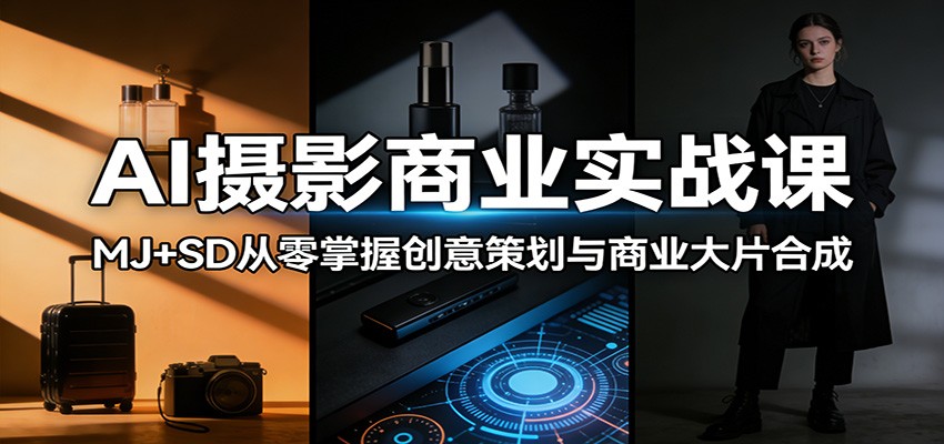 AI摄影商业实战课：MJ+SD从零掌握创意策划与商业大片合成瀚萌资源网-网赚网-网赚项目网-虚拟资源网-国学资源网-易学资源网-本站有全网最新网赚项目-易学课程资源-中医课程资源的在线下载网站！瀚萌资源网