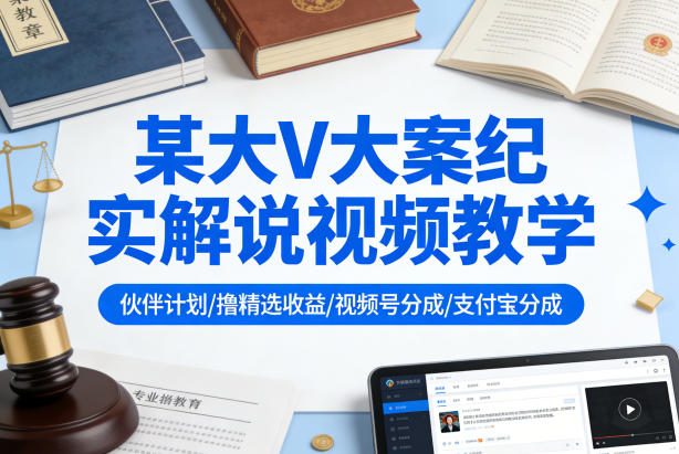 某大V大案纪实解说视频教学，可做伙伴计划、撸精选收益，视频号和支付宝分成计划均可瀚萌资源网-网赚网-网赚项目网-虚拟资源网-国学资源网-易学资源网-本站有全网最新网赚项目-易学课程资源-中医课程资源的在线下载网站！瀚萌资源网