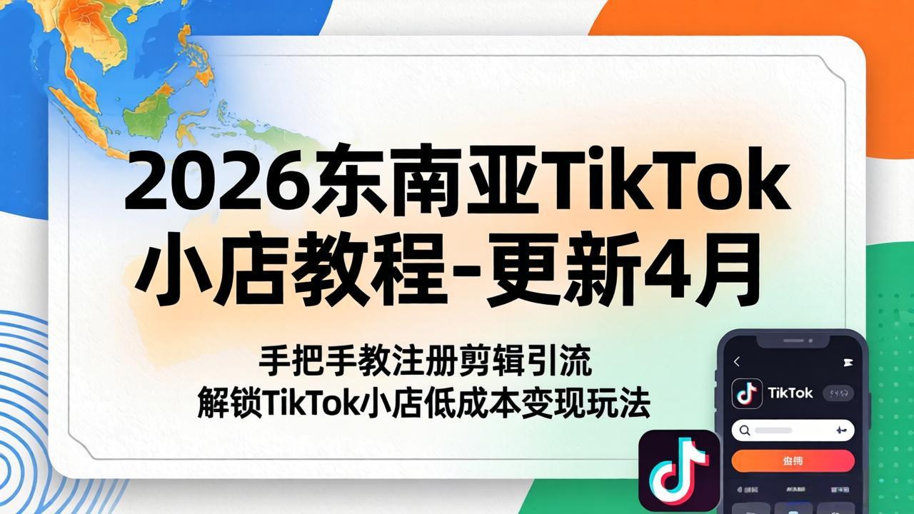 （18180期）2026东南亚TikTok小店教程-更新4月，手把手教注册剪辑引流，解锁TikTok小店低成本变现玩法瀚萌资源网-网赚网-网赚项目网-虚拟资源网-国学资源网-易学资源网-本站有全网最新网赚项目-易学课程资源-中医课程资源的在线下载网站！瀚萌资源网