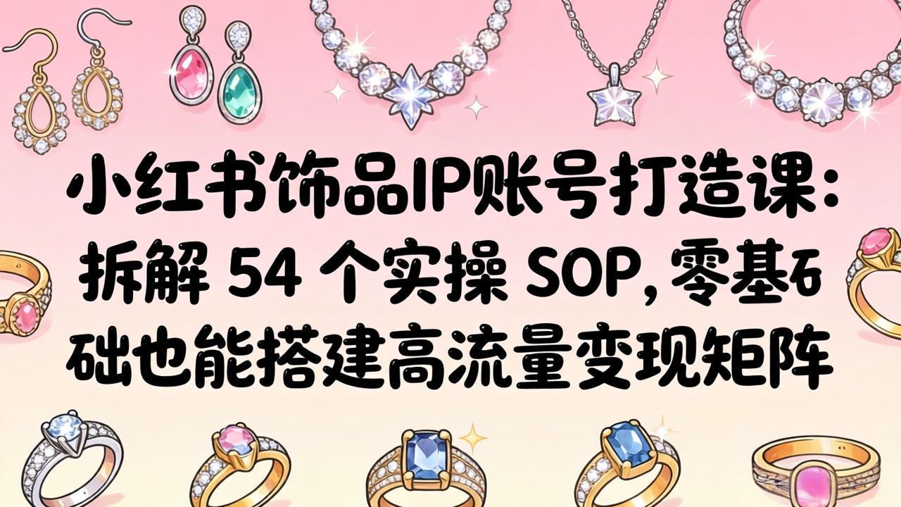 （18101期）小红书饰品IP账号打造课：拆解 54 个实操 SOP，零基础也能搭建高流量变现矩阵瀚萌资源网-网赚网-网赚项目网-虚拟资源网-国学资源网-易学资源网-本站有全网最新网赚项目-易学课程资源-中医课程资源的在线下载网站！瀚萌资源网