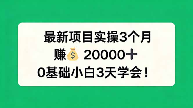 （17856期）最新项目实操3个月，赚钱20000+，0基础小白3天学会！瀚萌资源网-网赚网-网赚项目网-虚拟资源网-国学资源网-易学资源网-本站有全网最新网赚项目-易学课程资源-中医课程资源的在线下载网站！瀚萌资源网