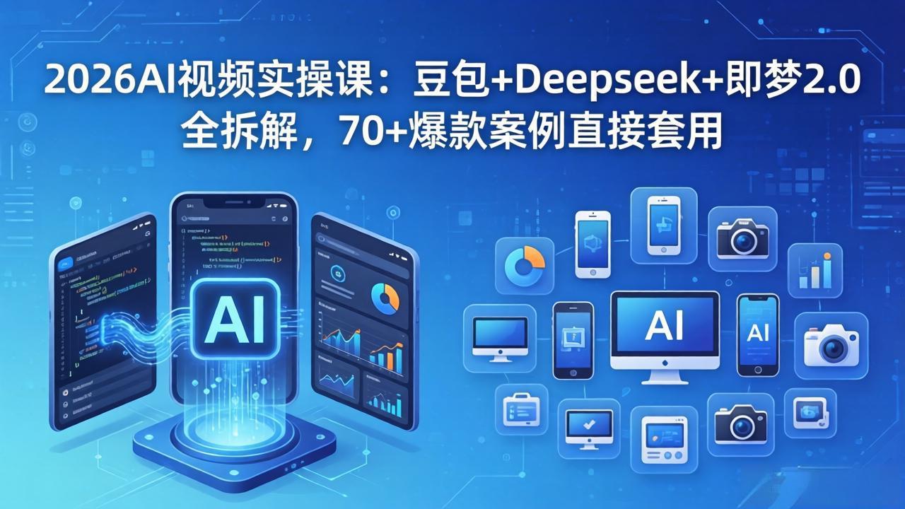 （18263期）2026AI视频实操课：豆包+Deepseek+即梦2.0全拆解，70+爆款案例直接套用瀚萌资源网-网赚网-网赚项目网-虚拟资源网-国学资源网-易学资源网-本站有全网最新网赚项目-易学课程资源-中医课程资源的在线下载网站！瀚萌资源网