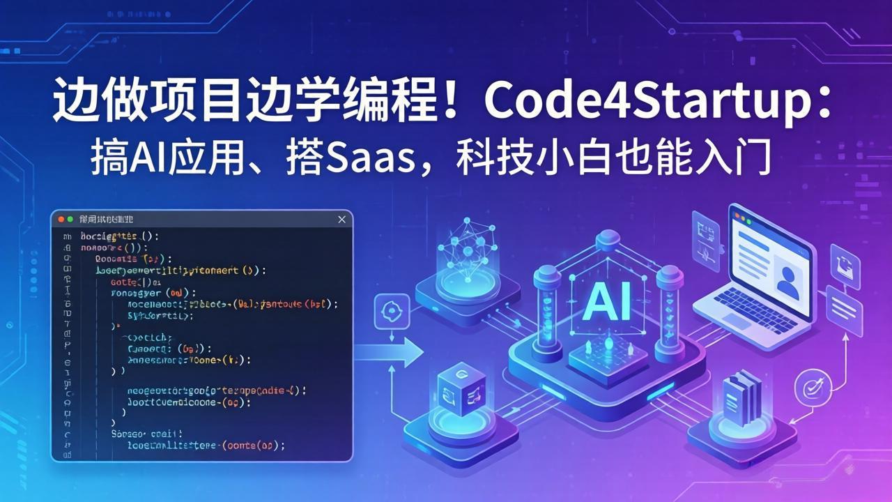 （18106期）边做项目边学编程！Code4Startup：搞 AI 应用、搭 SaaS，科技小白也能入门瀚萌资源网-网赚网-网赚项目网-虚拟资源网-国学资源网-易学资源网-本站有全网最新网赚项目-易学课程资源-中医课程资源的在线下载网站！瀚萌资源网