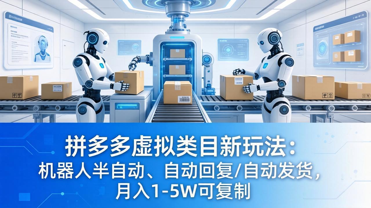 （18038期）拼多多虚拟类目新玩法：机器人半自动、自动回复 /自动发货，月入 1-5W 可复制瀚萌资源网-网赚网-网赚项目网-虚拟资源网-国学资源网-易学资源网-本站有全网最新网赚项目-易学课程资源-中医课程资源的在线下载网站！瀚萌资源网