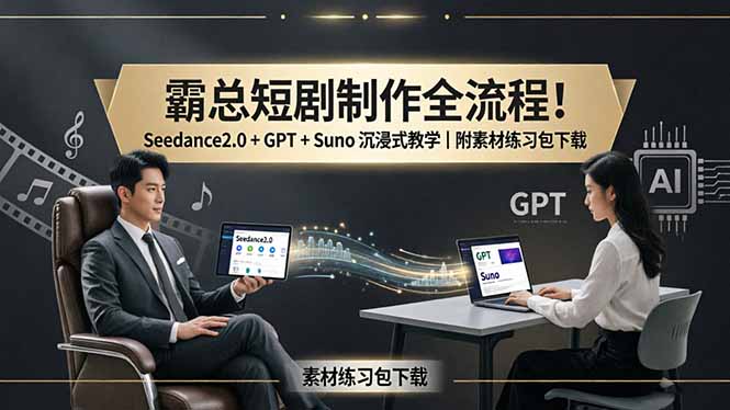 （18153期）霸总短剧制作全流程！Seedance2.0 + GPT + Suno 沉浸式教学｜附素材练习包下载瀚萌资源网-网赚网-网赚项目网-虚拟资源网-国学资源网-易学资源网-本站有全网最新网赚项目-易学课程资源-中医课程资源的在线下载网站！瀚萌资源网