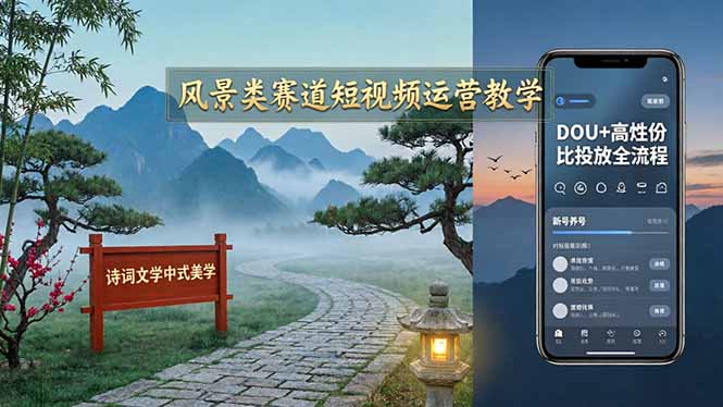 （17992期）风景类赛道短视频运营教学：诗词文学中式美学，新号养号对标账号定位，DOU+高性价比投放全流程瀚萌资源网-网赚网-网赚项目网-虚拟资源网-国学资源网-易学资源网-本站有全网最新网赚项目-易学课程资源-中医课程资源的在线下载网站！瀚萌资源网