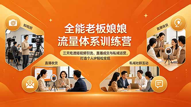 （18187期）全能老板娘流量体系训练营，三天吃透短视频引流、直播成交与私域运营，打造个人IP轻松变现瀚萌资源网-网赚网-网赚项目网-虚拟资源网-国学资源网-易学资源网-本站有全网最新网赚项目-易学课程资源-中医课程资源的在线下载网站！瀚萌资源网