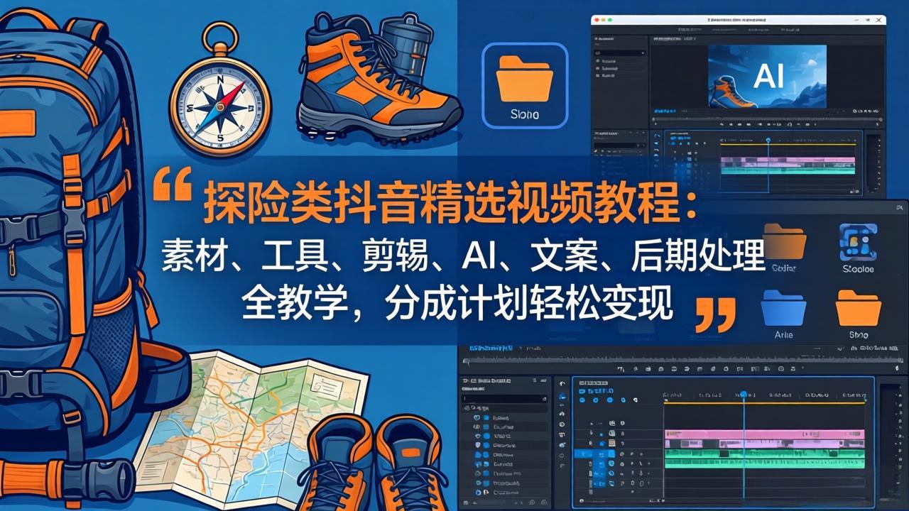 （17994期）探险类抖音精选视频教程：素材、工具、剪辑、AI、文案、后期处理全教学，分成计划轻松变现瀚萌资源网-网赚网-网赚项目网-虚拟资源网-国学资源网-易学资源网-本站有全网最新网赚项目-易学课程资源-中医课程资源的在线下载网站！瀚萌资源网