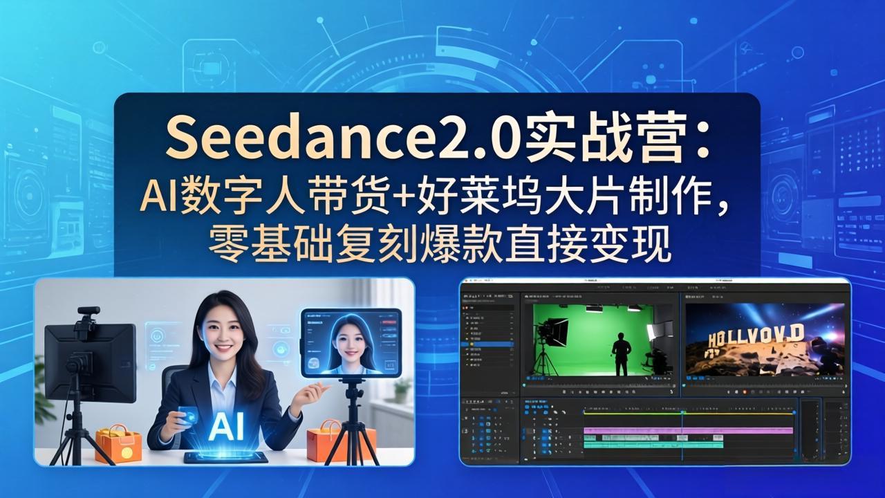 （18238期）Seedance2.0实战营：AI数字人带货+好莱坞大片制作，零基础复刻爆款直接变现瀚萌资源网-网赚网-网赚项目网-虚拟资源网-国学资源网-易学资源网-本站有全网最新网赚项目-易学课程资源-中医课程资源的在线下载网站！瀚萌资源网