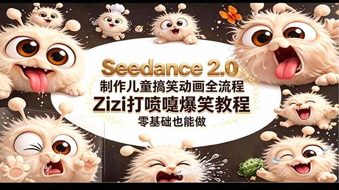 （18211期）Seedance 2.0 制作儿童搞笑动画全流程Zizi打喷嚏爆笑教程｜零基础也能做瀚萌资源网-网赚网-网赚项目网-虚拟资源网-国学资源网-易学资源网-本站有全网最新网赚项目-易学课程资源-中医课程资源的在线下载网站！瀚萌资源网