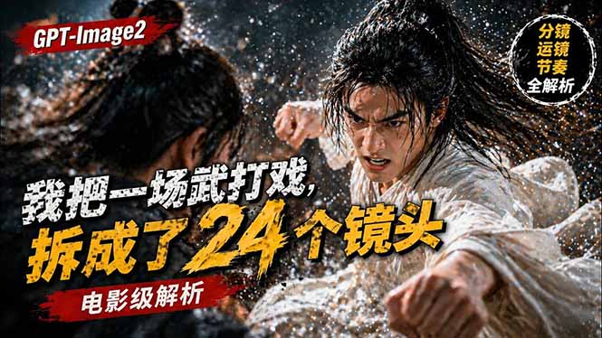 （18212期）用GPT-Image2，把一段武打对决拆成24个连续镜头，从人物建立、动作衔接、运镜节奏，到情绪爆发瀚萌资源网-网赚网-网赚项目网-虚拟资源网-国学资源网-易学资源网-本站有全网最新网赚项目-易学课程资源-中医课程资源的在线下载网站！瀚萌资源网