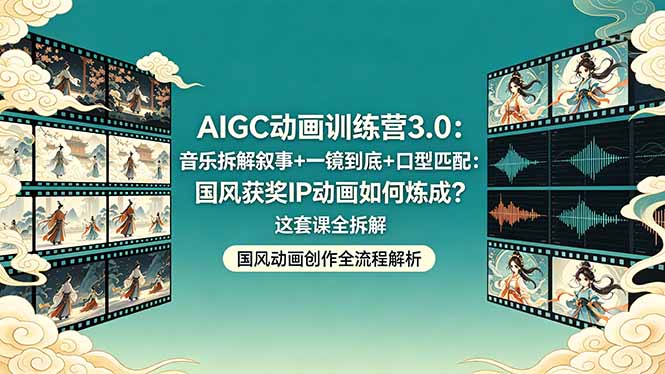 （18244期）AIGC动画训练营3.0：音乐拆解叙事+一镜到底+口型匹配：国风获奖IP动画如何炼成？这套课全拆解瀚萌资源网-网赚网-网赚项目网-虚拟资源网-国学资源网-易学资源网-本站有全网最新网赚项目-易学课程资源-中医课程资源的在线下载网站！瀚萌资源网