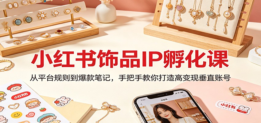 小红书饰品IP孵化课：从平台规则到爆款笔记，手把手教你打造高变现垂直账号瀚萌资源网-网赚网-网赚项目网-虚拟资源网-国学资源网-易学资源网-本站有全网最新网赚项目-易学课程资源-中医课程资源的在线下载网站！瀚萌资源网
