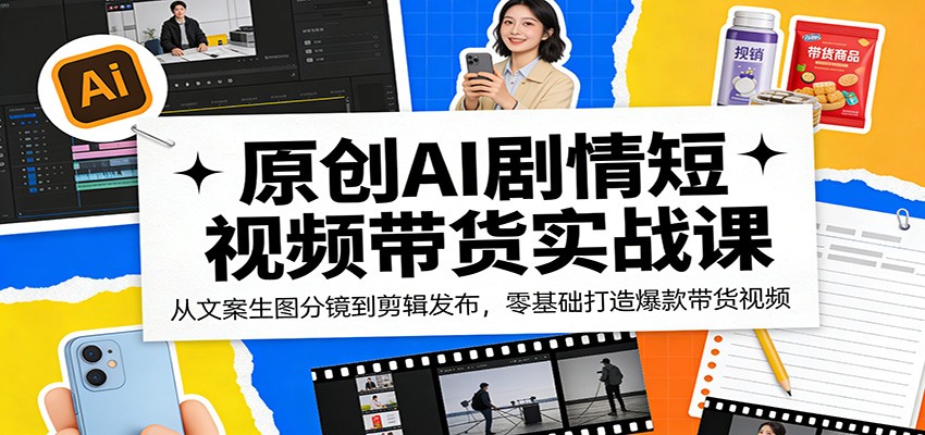 原创AI剧情短视频带货实战课：从文案生图分镜到剪辑发布，零基础打造爆款带货视频瀚萌资源网-网赚网-网赚项目网-虚拟资源网-国学资源网-易学资源网-本站有全网最新网赚项目-易学课程资源-中医课程资源的在线下载网站！瀚萌资源网