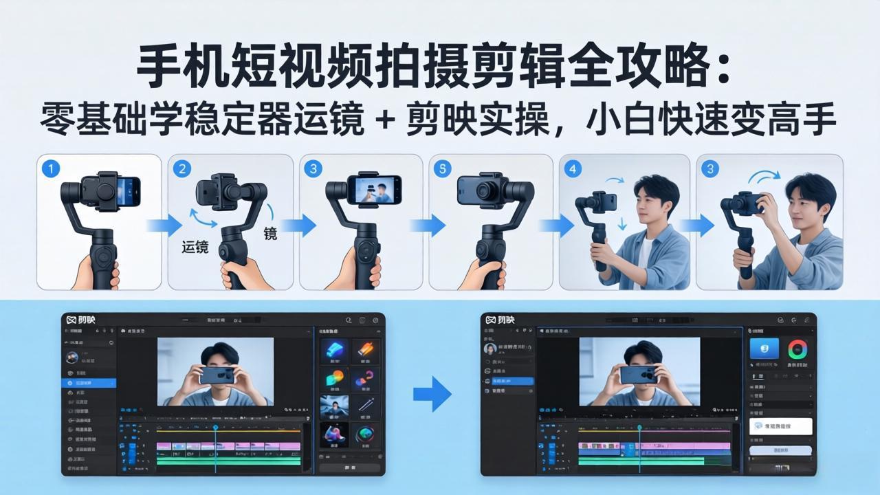 （18003期）手机短视频拍摄剪辑全攻略：零基础学稳定器运镜 + 剪映实操，小白快速变高手瀚萌资源网-网赚网-网赚项目网-虚拟资源网-国学资源网-易学资源网-本站有全网最新网赚项目-易学课程资源-中医课程资源的在线下载网站！瀚萌资源网