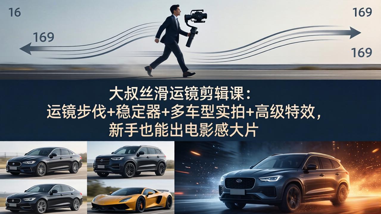 （18004期）大叔丝滑运镜剪辑课：运镜步伐+稳定器+多车型实拍+高级特效，新手也能出电影感大片瀚萌资源网-网赚网-网赚项目网-虚拟资源网-国学资源网-易学资源网-本站有全网最新网赚项目-易学课程资源-中医课程资源的在线下载网站！瀚萌资源网