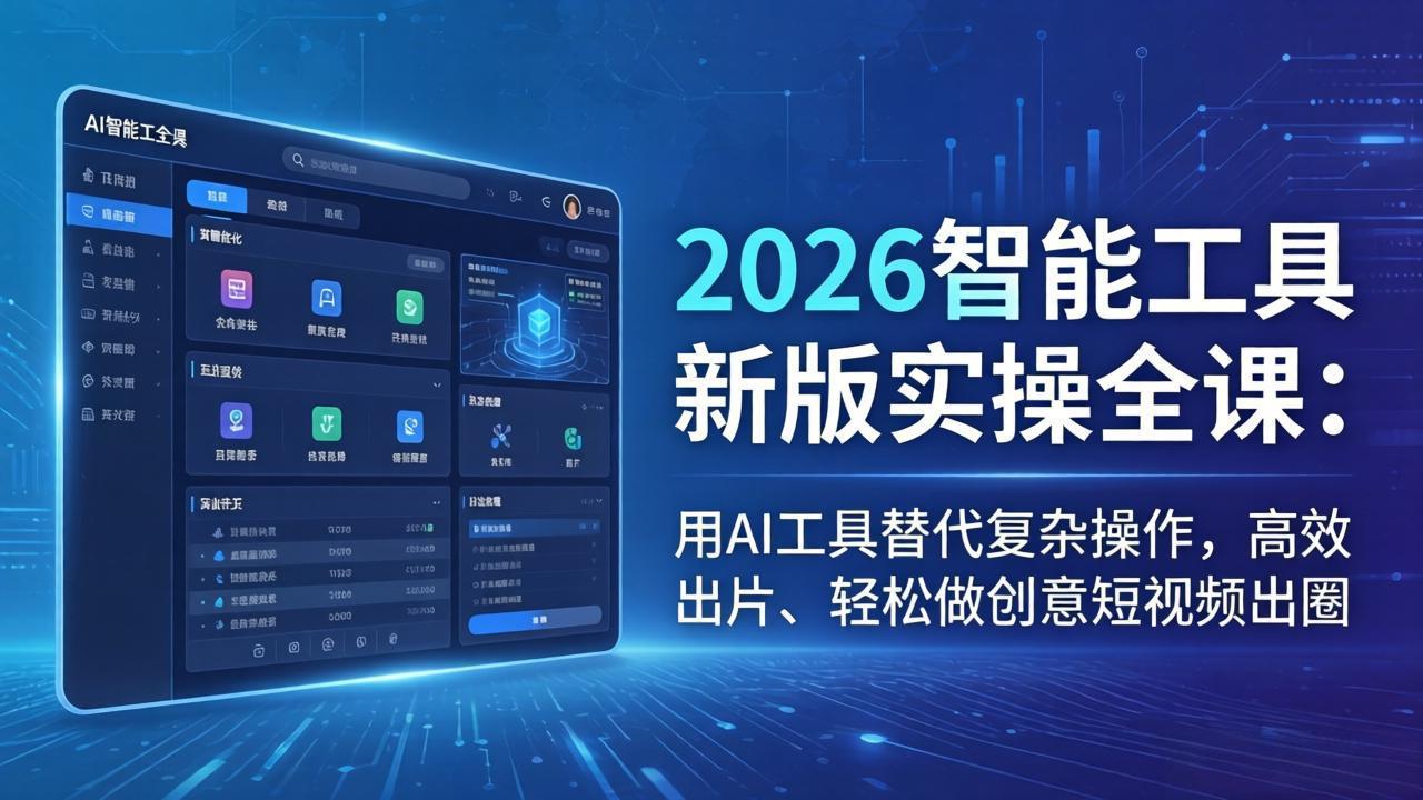 （18005期）2026智能工具新版实操全课：用AI工具替代复杂操作，高效出片、轻松做创意短视频出圈瀚萌资源网-网赚网-网赚项目网-虚拟资源网-国学资源网-易学资源网-本站有全网最新网赚项目-易学课程资源-中医课程资源的在线下载网站！瀚萌资源网