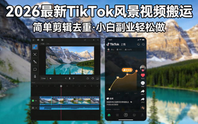 （18001期）2026最新TikTok风景视频搬运简单剪辑去重小白副业月入 8000瀚萌资源网-网赚网-网赚项目网-虚拟资源网-国学资源网-易学资源网-本站有全网最新网赚项目-易学课程资源-中医课程资源的在线下载网站！瀚萌资源网