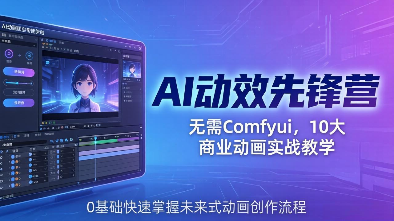 （18077期）AI 动效先锋营：无需Comfyui，10大商业动画实战教学，0基础快速掌握未来式动画创作流程瀚萌资源网-网赚网-网赚项目网-虚拟资源网-国学资源网-易学资源网-本站有全网最新网赚项目-易学课程资源-中医课程资源的在线下载网站！瀚萌资源网