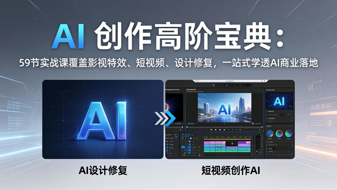 （17887期）AI 创作高阶宝典：59节实战课覆盖影视特效、短视频、设计修复，一站式学透AI商业落地瀚萌资源网-网赚网-网赚项目网-虚拟资源网-国学资源网-易学资源网-本站有全网最新网赚项目-易学课程资源-中医课程资源的在线下载网站！瀚萌资源网