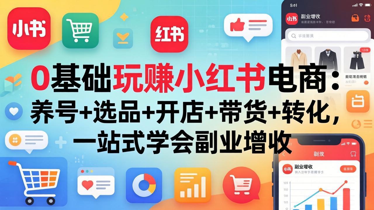 （17949期）0基础玩赚小红书电商：养号+选品+开店+带货+转化，一站式学会副业增收瀚萌资源网-网赚网-网赚项目网-虚拟资源网-国学资源网-易学资源网-本站有全网最新网赚项目-易学课程资源-中医课程资源的在线下载网站！瀚萌资源网