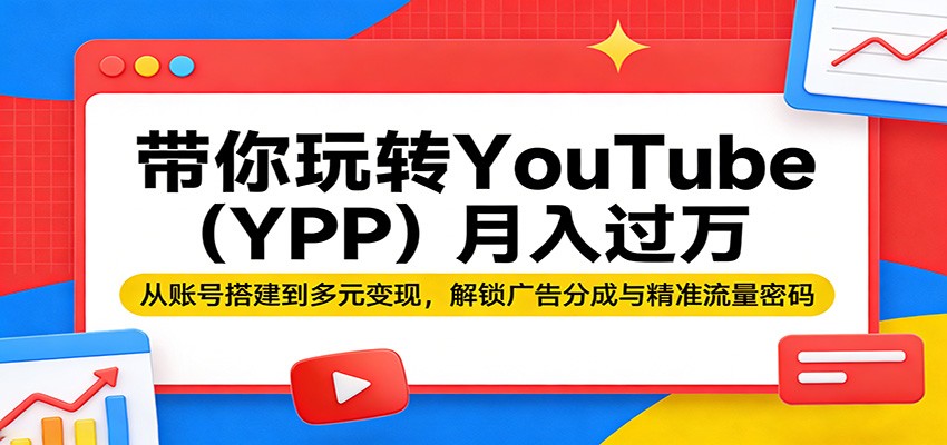 带你玩转YouTube（YPP）月入过万：从账号搭建到多元变现，解锁广告分成与精准流量密码瀚萌资源网-网赚网-网赚项目网-虚拟资源网-国学资源网-易学资源网-本站有全网最新网赚项目-易学课程资源-中医课程资源的在线下载网站！瀚萌资源网