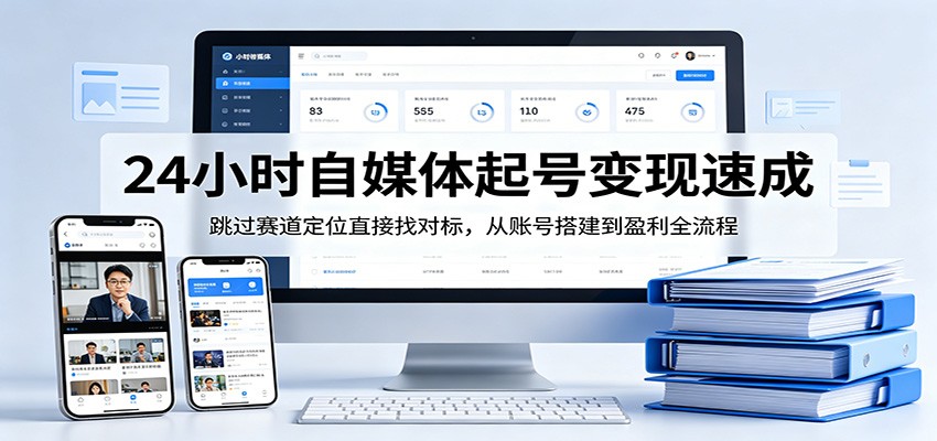 24小时自媒体起号变现速成，跳过赛道定位直接找对标，从账号搭建到盈利全流程瀚萌资源网-网赚网-网赚项目网-虚拟资源网-国学资源网-易学资源网-本站有全网最新网赚项目-易学课程资源-中医课程资源的在线下载网站！瀚萌资源网