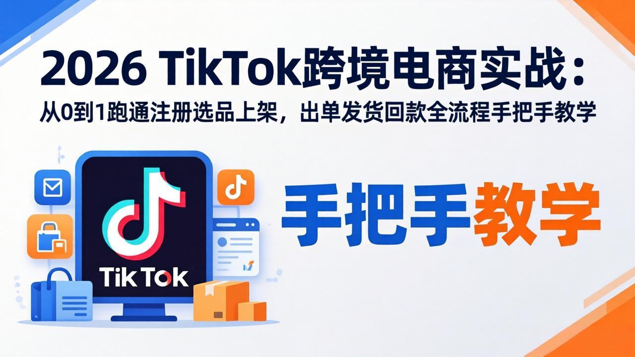 （18027期）2026TikTok跨境电商实战-更新：从0到1跑通注册选品上架，出单发货回款全流程手把手教学瀚萌资源网-网赚网-网赚项目网-虚拟资源网-国学资源网-易学资源网-本站有全网最新网赚项目-易学课程资源-中医课程资源的在线下载网站！瀚萌资源网
