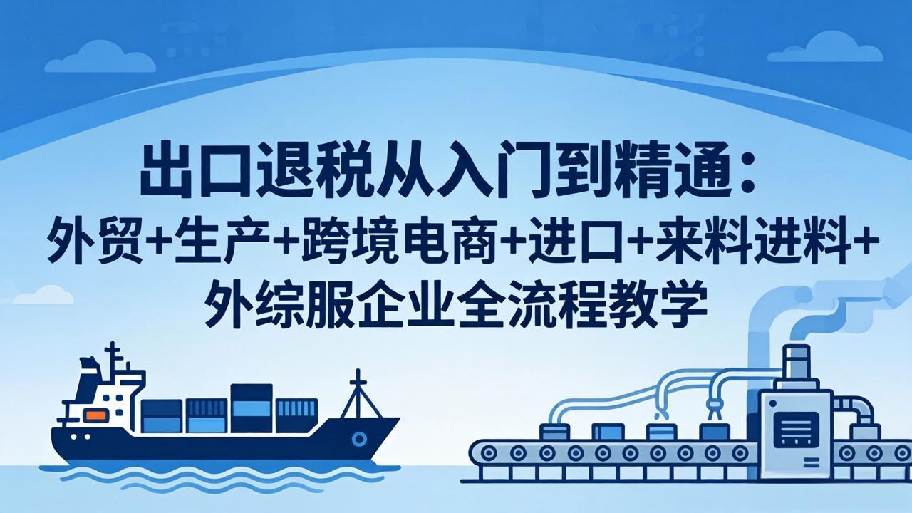 （18065期）出口退税从入门到精通：外贸+生产+跨境电商+进口+来料进料+外综服企业全流程教学瀚萌资源网-网赚网-网赚项目网-虚拟资源网-国学资源网-易学资源网-本站有全网最新网赚项目-易学课程资源-中医课程资源的在线下载网站！瀚萌资源网