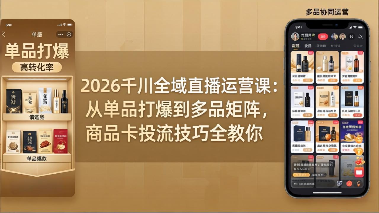 （18028期）2026千川全域直播运营课：从单品打爆到多品矩阵，商品卡投流技巧全教你瀚萌资源网-网赚网-网赚项目网-虚拟资源网-国学资源网-易学资源网-本站有全网最新网赚项目-易学课程资源-中医课程资源的在线下载网站！瀚萌资源网
