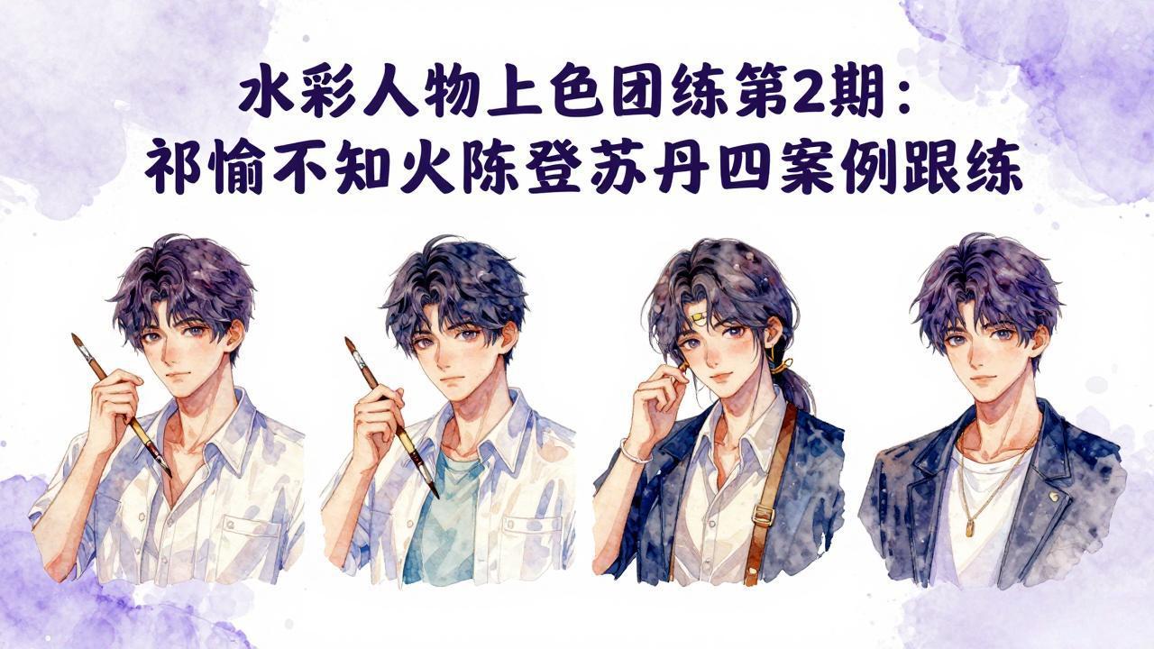 （17954期）水彩人物上色团练第2期：祁煜不知火陈登苏丹四案例跟练，手把手提升绘画能力瀚萌资源网-网赚网-网赚项目网-虚拟资源网-国学资源网-易学资源网-本站有全网最新网赚项目-易学课程资源-中医课程资源的在线下载网站！瀚萌资源网