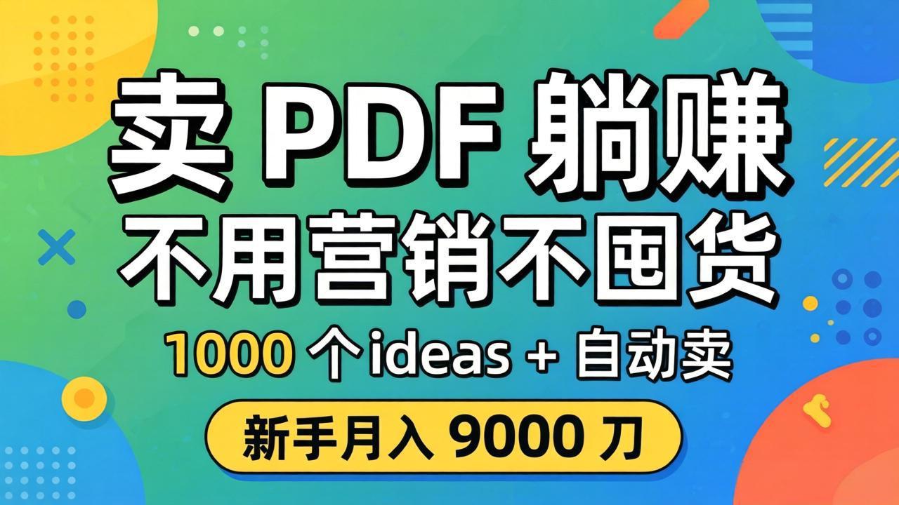 （18146期）卖 PDF 躺赚？不用营销不囤货，1000 个 ideas + 自动卖，新手月入 9000 刀【原创双语字幕】瀚萌资源网-网赚网-网赚项目网-虚拟资源网-国学资源网-易学资源网-本站有全网最新网赚项目-易学课程资源-中医课程资源的在线下载网站！瀚萌资源网