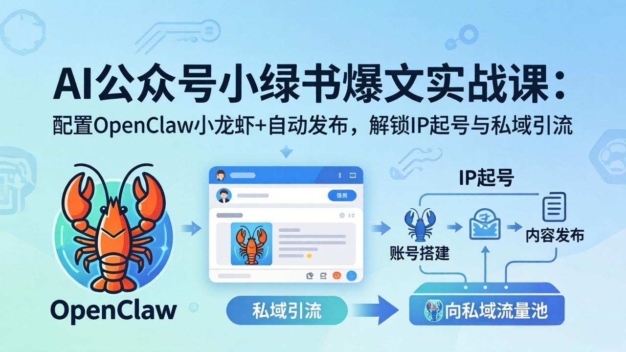 （18132期）AI公众号小绿书变现实战课：小绿书爆文写作+OpenClaw自动发布，解锁IP起号与私域引流瀚萌资源网-网赚网-网赚项目网-虚拟资源网-国学资源网-易学资源网-本站有全网最新网赚项目-易学课程资源-中医课程资源的在线下载网站！瀚萌资源网