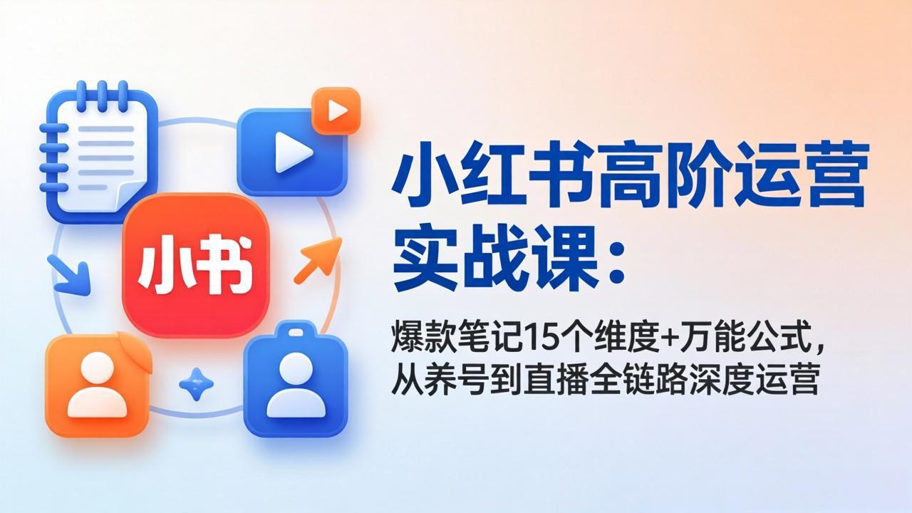 （17844期）小红书高阶运营实战课：爆款笔记15个维度+万能公式，从养号到直播全链路深度运营瀚萌资源网-网赚网-网赚项目网-虚拟资源网-国学资源网-易学资源网-本站有全网最新网赚项目-易学课程资源-中医课程资源的在线下载网站！瀚萌资源网