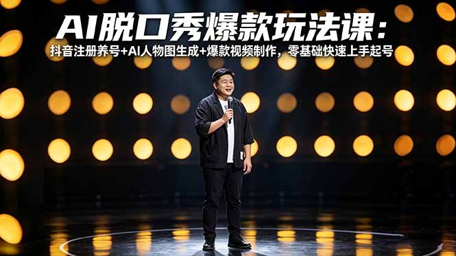（18012期）AI脱口秀爆款玩法课：抖音注册养号+AI人物图生成+爆款视频制作，零基础快速上手起号瀚萌资源网-网赚网-网赚项目网-虚拟资源网-国学资源网-易学资源网-本站有全网最新网赚项目-易学课程资源-中医课程资源的在线下载网站！瀚萌资源网