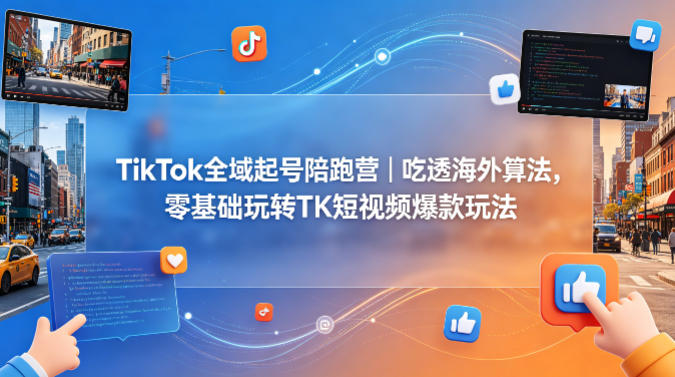 TikTok全域起号陪跑营｜吃透海外算法，零基础玩转TK短视频爆款玩法瀚萌资源网-网赚网-网赚项目网-虚拟资源网-国学资源网-易学资源网-本站有全网最新网赚项目-易学课程资源-中医课程资源的在线下载网站！瀚萌资源网