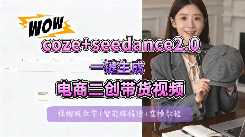 【Coze工作流搭建实操教程】seedance2.0+coze一键生成电商二创带货视频，全流程保姆级教学瀚萌资源网-网赚网-网赚项目网-虚拟资源网-国学资源网-易学资源网-本站有全网最新网赚项目-易学课程资源-中医课程资源的在线下载网站！瀚萌资源网