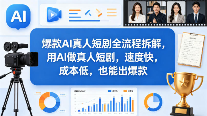爆款AI真人短剧全流程拆解，用AI做真人短剧，速度快，成本低，也能出爆款瀚萌资源网-网赚网-网赚项目网-虚拟资源网-国学资源网-易学资源网-本站有全网最新网赚项目-易学课程资源-中医课程资源的在线下载网站！瀚萌资源网