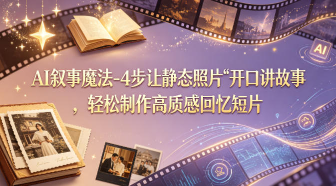 AI叙事魔法-4步让静态照片“开口讲故事”，轻松制作高质感回忆短片瀚萌资源网-网赚网-网赚项目网-虚拟资源网-国学资源网-易学资源网-本站有全网最新网赚项目-易学课程资源-中医课程资源的在线下载网站！瀚萌资源网