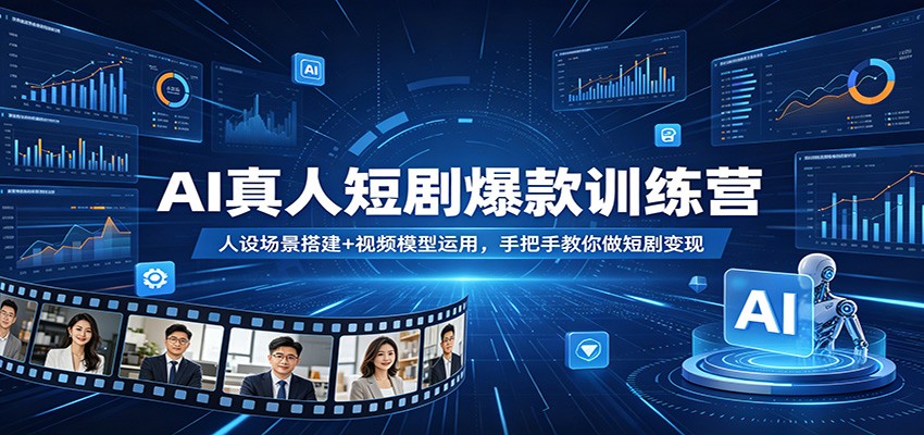 AI真人短剧爆款训练营：人设场景搭建+视频模型运用，手把手教你做短剧变现瀚萌资源网-网赚网-网赚项目网-虚拟资源网-国学资源网-易学资源网-本站有全网最新网赚项目-易学课程资源-中医课程资源的在线下载网站！瀚萌资源网