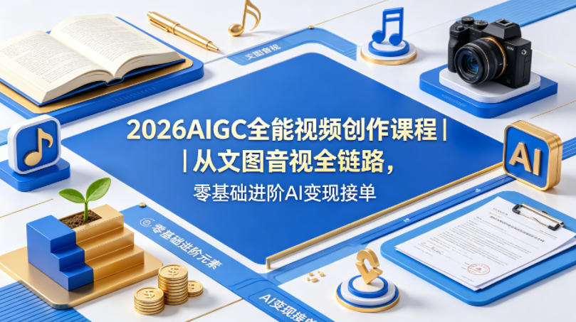 2026AIGC全能视频创作课程｜从文图音视全链路，零基础进阶AI变现接单瀚萌资源网-网赚网-网赚项目网-虚拟资源网-国学资源网-易学资源网-本站有全网最新网赚项目-易学课程资源-中医课程资源的在线下载网站！瀚萌资源网