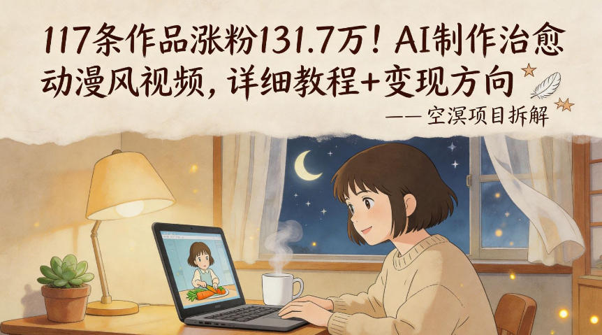 117条作品涨粉131.7W！AI制作治愈动漫风视频，详细教程+变现方向瀚萌资源网-网赚网-网赚项目网-虚拟资源网-国学资源网-易学资源网-本站有全网最新网赚项目-易学课程资源-中医课程资源的在线下载网站！瀚萌资源网